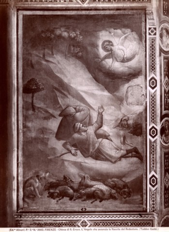 Alinari, Fratelli — Firenze - Chiesa di S. Croce. L'angelo che annunzia la Nascita del Redentore. (Taddeo Gaddi.) — particolare